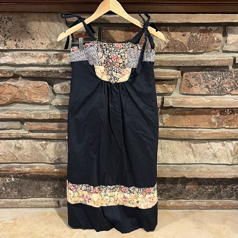 Vintage Young Edwardian by Arpeja Black Floral Shift Dress